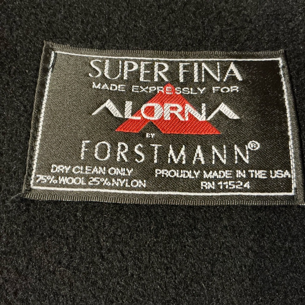 Vintage Super Fina Alorna Long Black Wool Coat Velvet Trim L / XL Classic Style - Picture 12 of 12